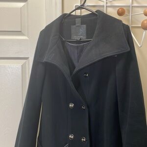 Mackage - Classic Wool Cashmere Blend Pea Coat Old Money Jacket - Black - Small